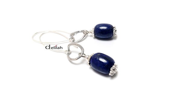 Cercei cu butoiase lapis lazuli