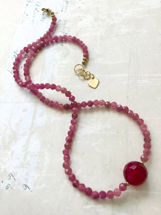 Colier CHOKER Turmalina roz