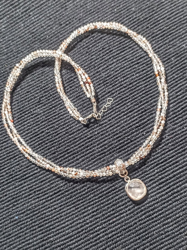 Colier argint X3 superseven cuiart rose charm minimalist boho chic trendy - Transport gratuit