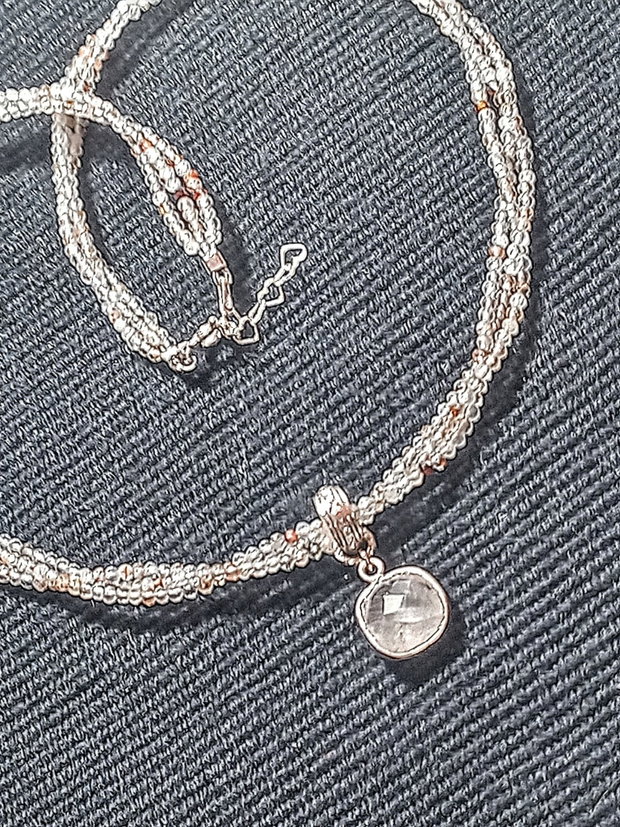 Colier argint X3 superseven cuiart rose charm minimalist boho chic trendy - Transport gratuit