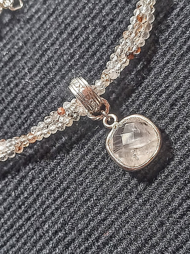 Colier argint X3 superseven cuiart rose charm minimalist boho chic trendy - Transport gratuit