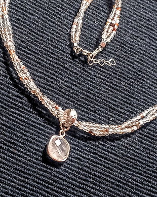 Colier argint X3 superseven cuiart rose charm minimalist boho chic trendy - Transport gratuit