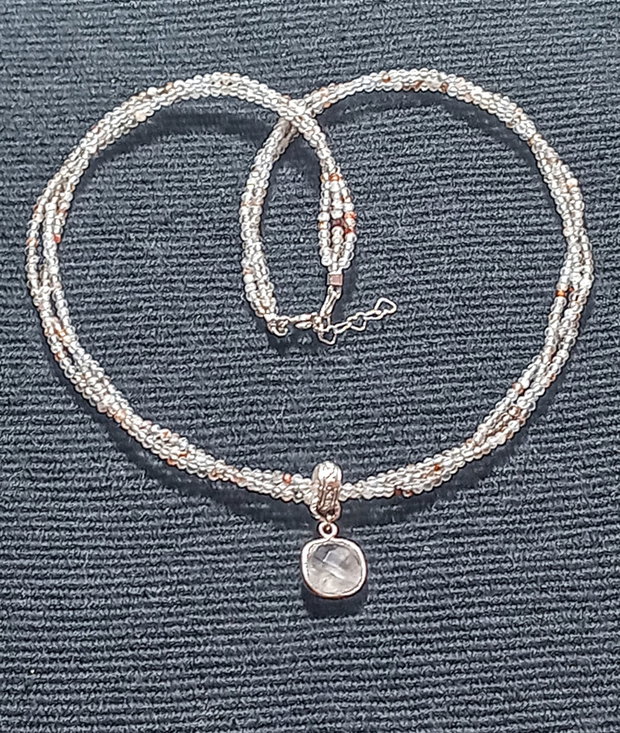 Colier argint X3 superseven cuiart rose charm minimalist boho chic trendy - Transport gratuit