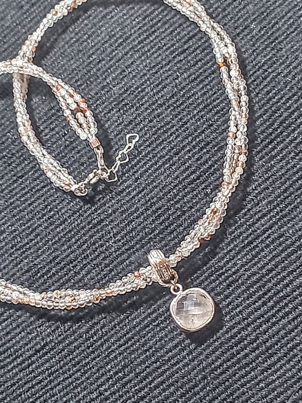 Colier argint X3 superseven cuiart rose charm minimalist boho chic trendy - Transport gratuit