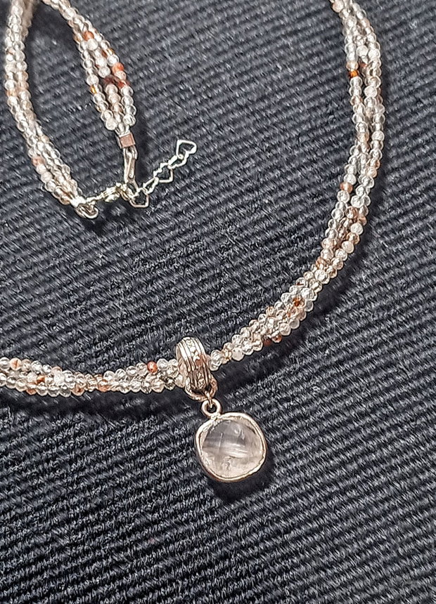 Colier argint X3 superseven cuiart rose charm minimalist boho chic trendy - Transport gratuit