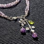 Colier argint X3 ametist peridot charm ramura frunze inchidere frontala minimalist boho chic trendy - Transport gratuit