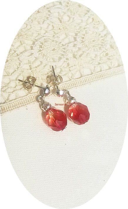 cercei cristale siam ruby cu tija-surub