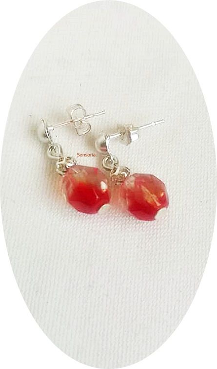 cercei cristale siam ruby cu tija-surub