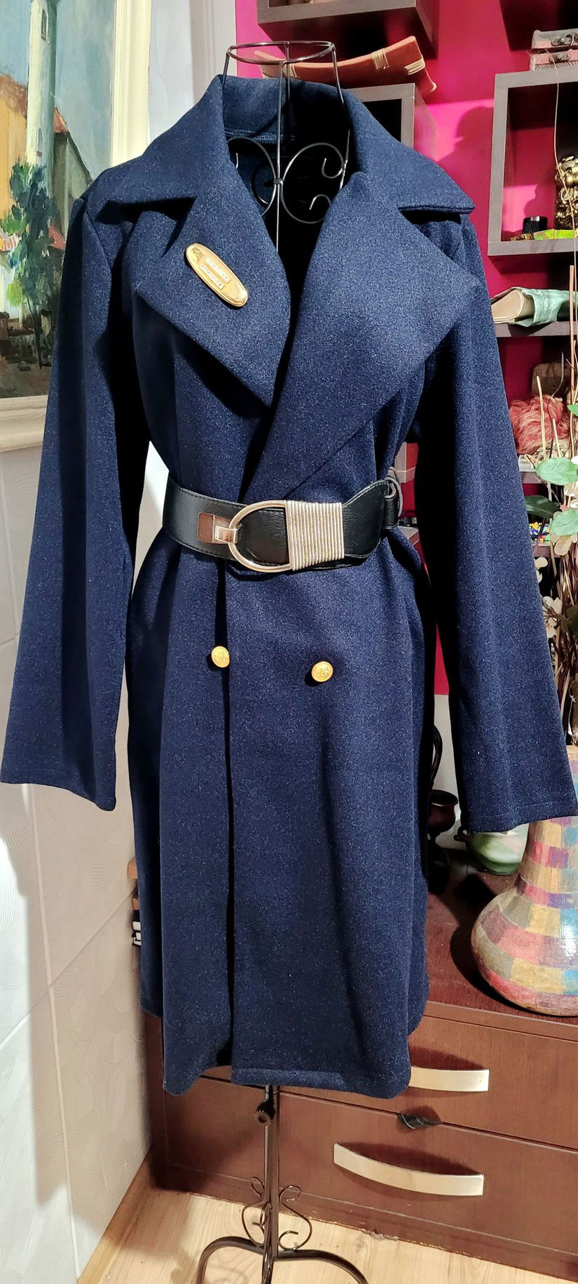 Palton stofa bleumarin