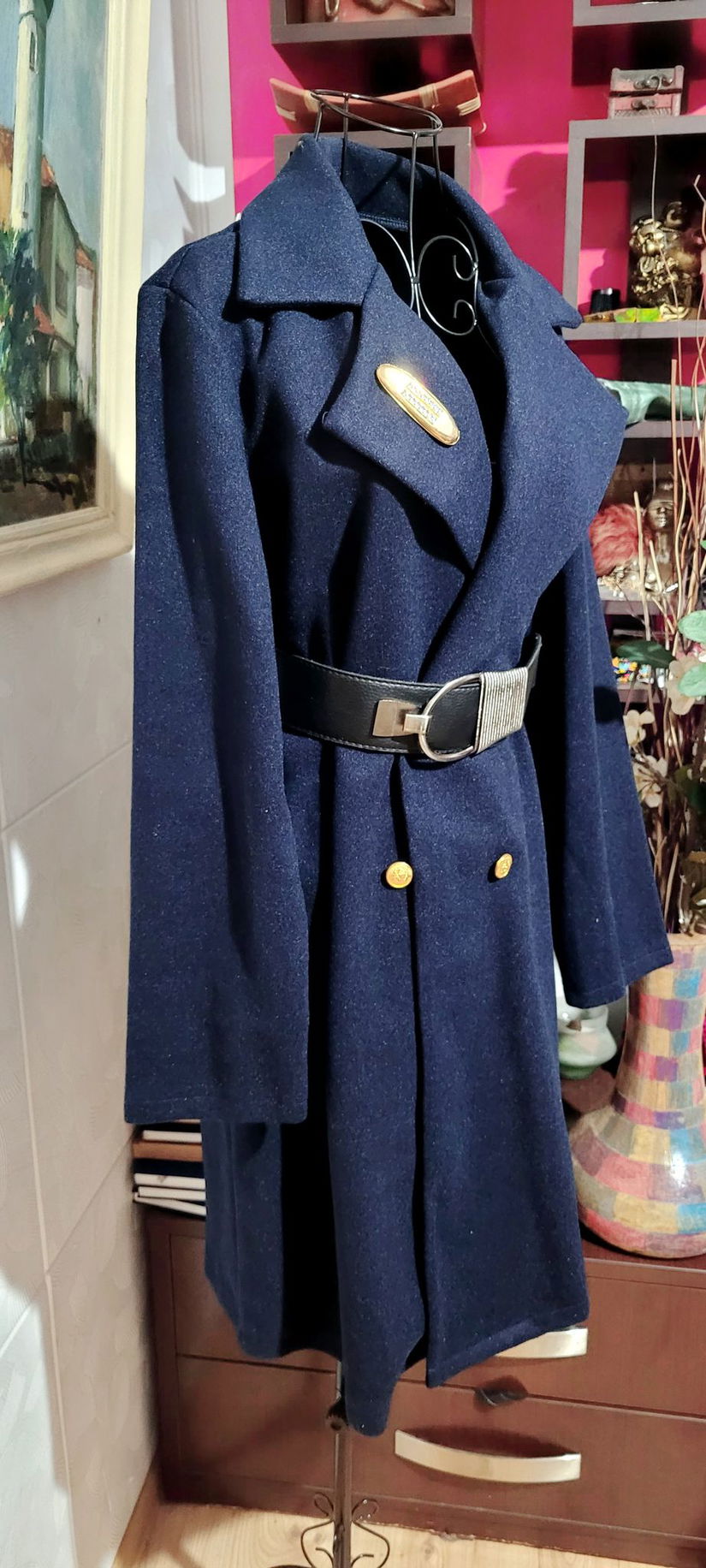 Palton stofa bleumarin