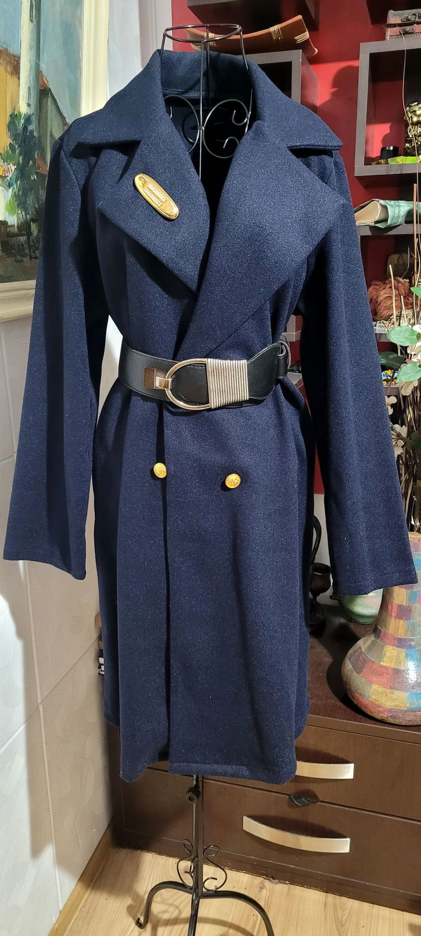 Palton stofa bleumarin