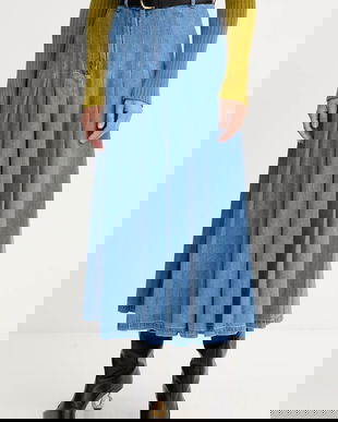 Weekend Max Mara fustă jeans OPUNZIA maxi, evazați, 2525106016600