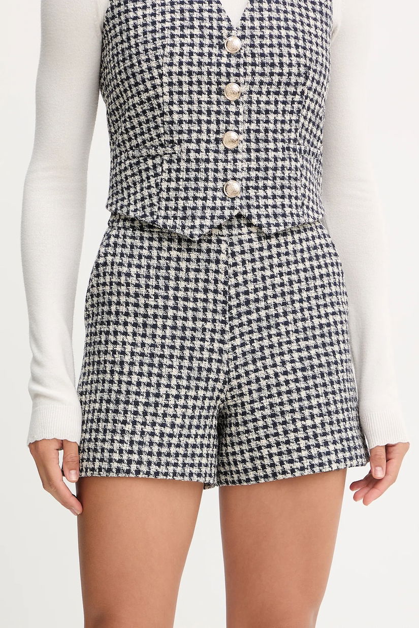 Morgan pantaloni scurți culoarea negru, cu imprimeu, high waist, SHEAN.F