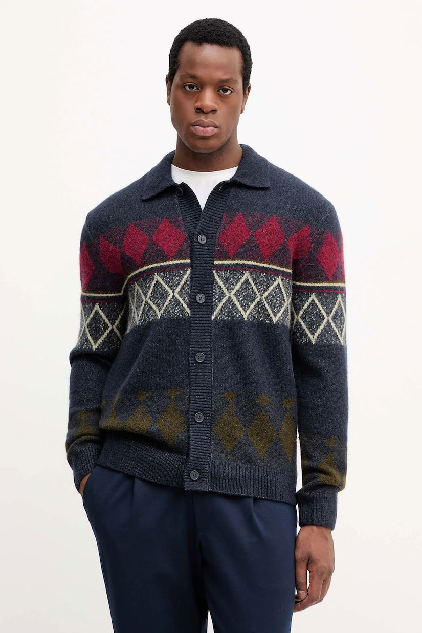 Marc O'Polo cardigan din amestec de lână culoarea bleumarin, 5000007330