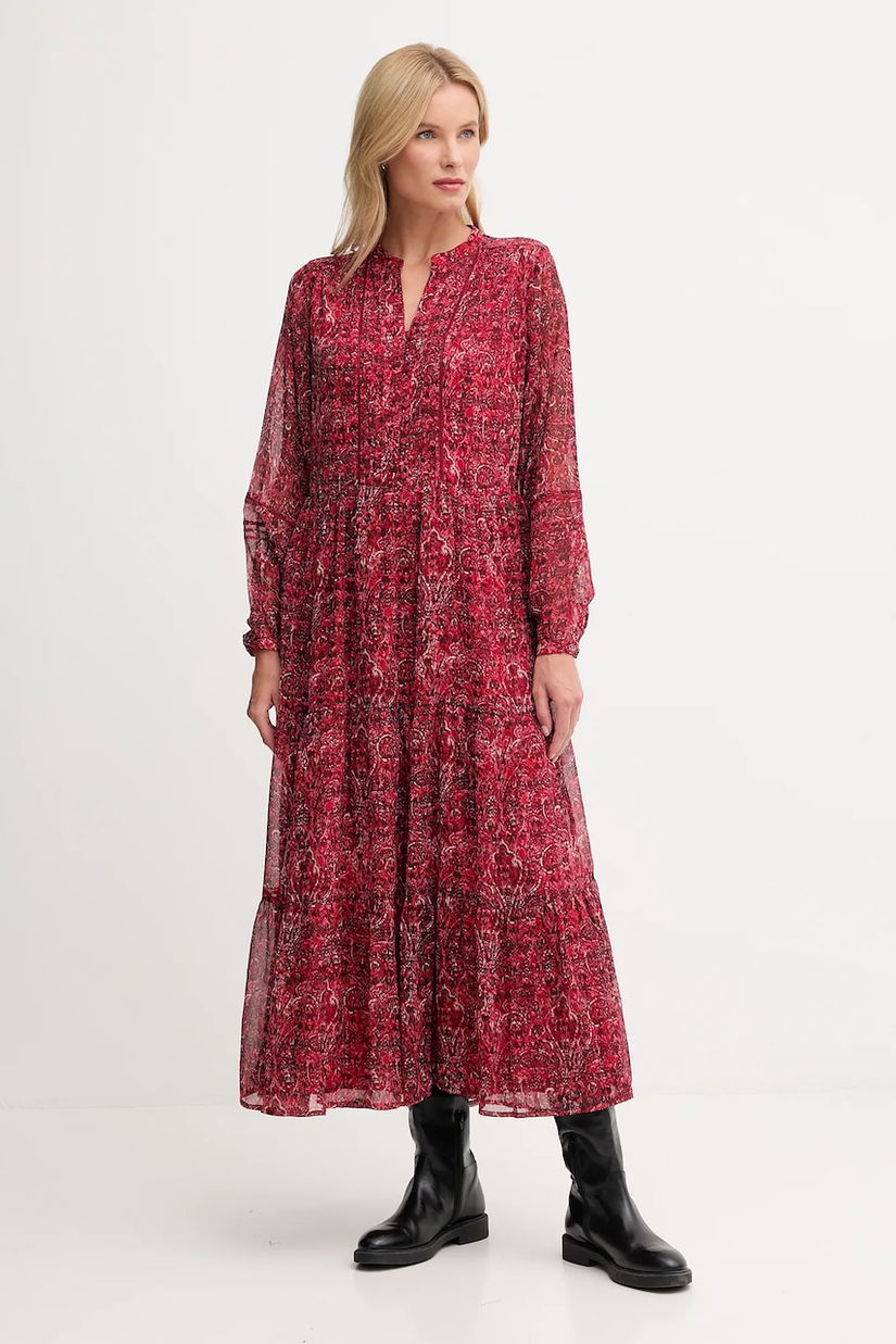 Pepe Jeans rochie culoarea bordo, maxi, evazați, PL9537703