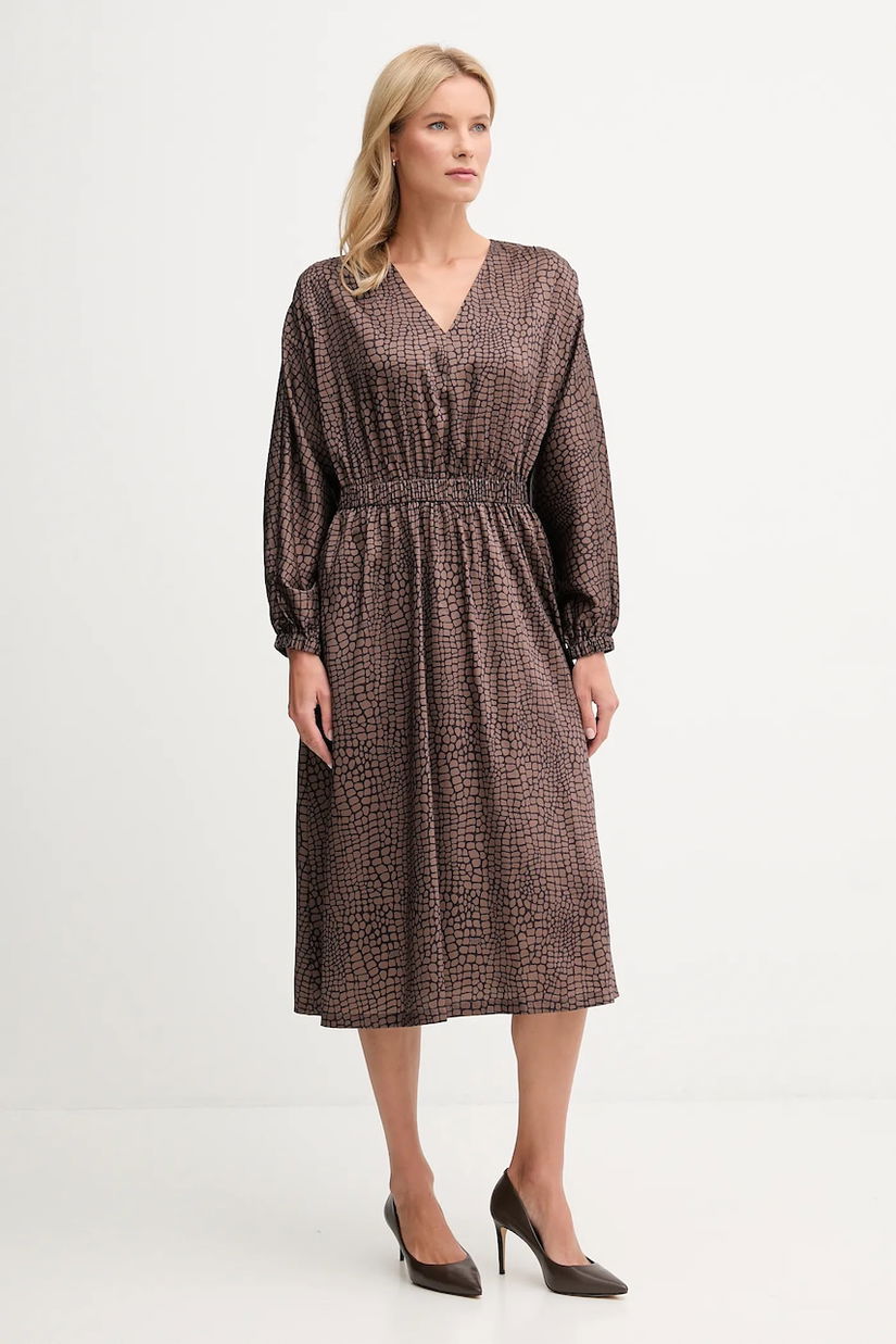 Joop! rochie culoarea maro, midi, evazați, 30048634