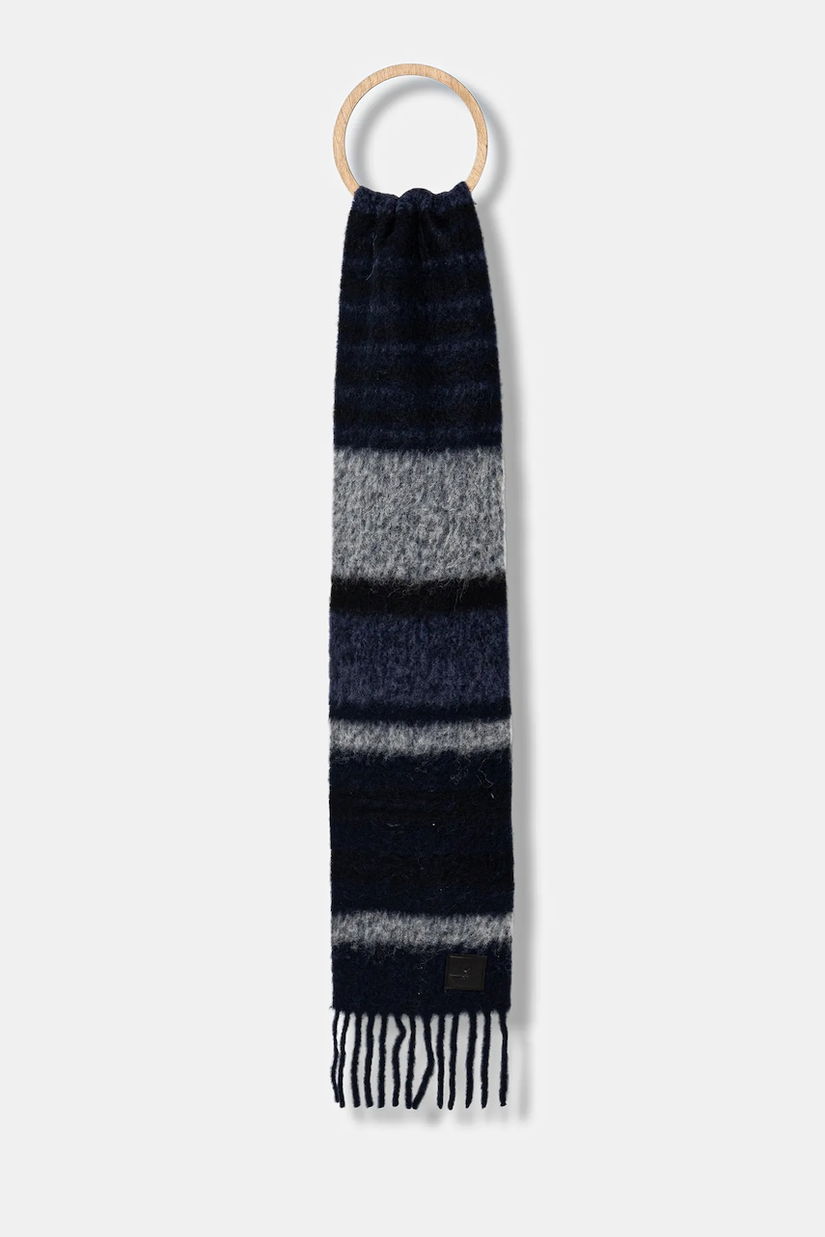 Weekend Max Mara eșarfă cu lână UGOLINA culoarea bleumarin, cu imprimeu, 2525546035600