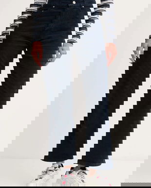 Pepe Jeans pantaloni culoarea bleumarin, drept, high waist, PL21000038