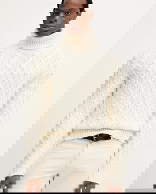 Bally pulover de lână culoarea bej, călduros, cu guler, MKN087