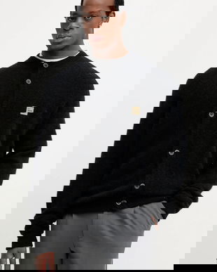 American Vintage cardigan din amestec de lână culoarea negru, MVITO19A