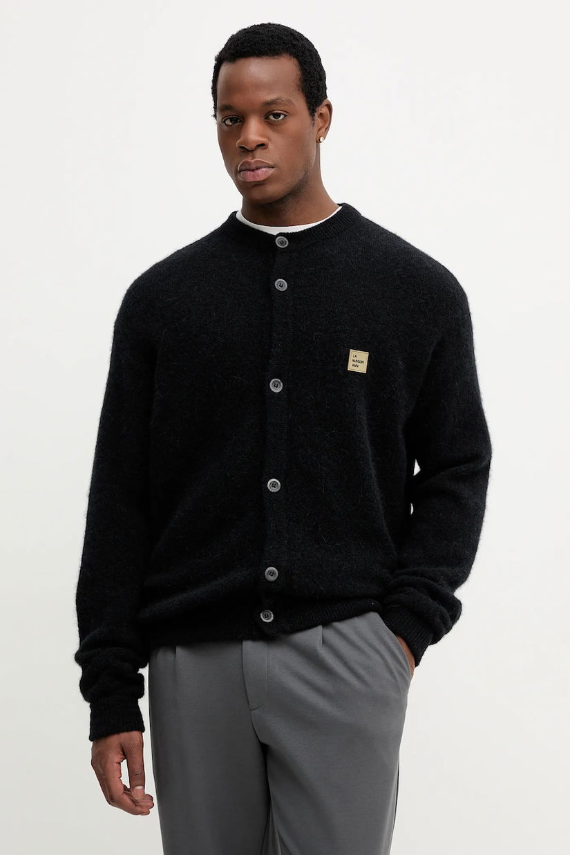 American Vintage cardigan din amestec de lână culoarea negru, MVITO19A