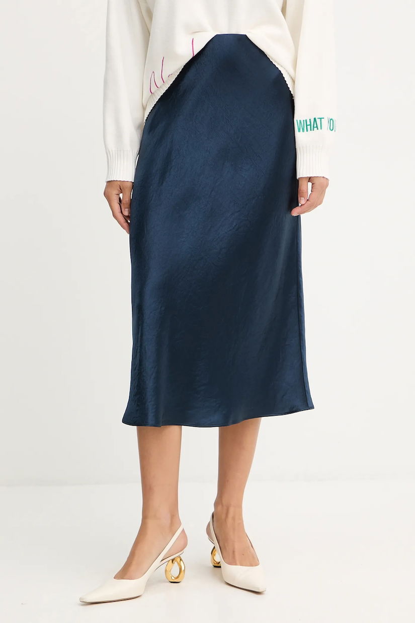 MM fustă ALESSIO culoarea bleumarin, midi, evazati, 2526106018600