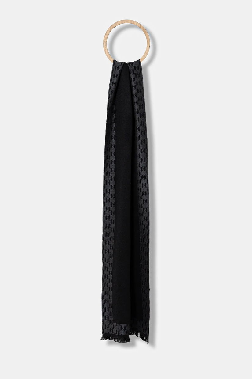 Karl Lagerfeld eșarfă cu lână culoarea negru, cu imprimeu, 554136.805001