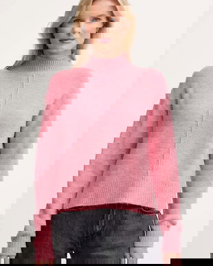 Pepe Jeans pulover din amestec de lână culoarea roz, cu turtleneck, PL7000032