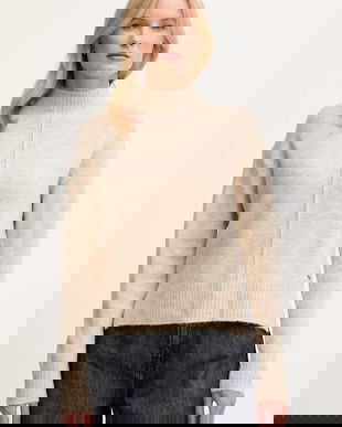 Pepe Jeans pulover din amestec de lână culoarea bej, cu turtleneck, PL7000032