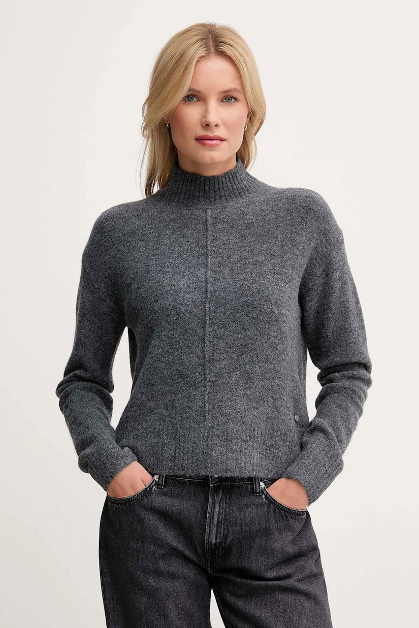 Pepe Jeans pulover din amestec de lână culoarea gri, cu turtleneck, PL7000032