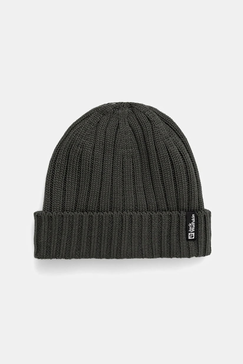 Jack Wolfskin pălărie din amestec de lână RIB KNIT culoarea verde, 1907122