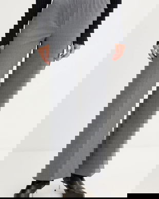 Weekend Max Mara pantaloni cu lână PETRA culoarea gri, drept, high waist, 2525136032600