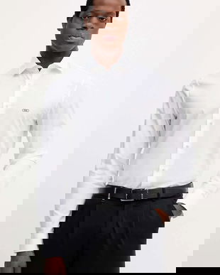 Michael Kors cămașă culoarea alb, cu guler italian, slim, MK0DS01288