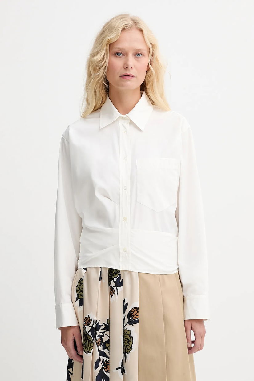 Weekend Max Mara cămașă din bumbac FRESCO culoarea bej, cu guler clasic, relaxed, 2525116072600