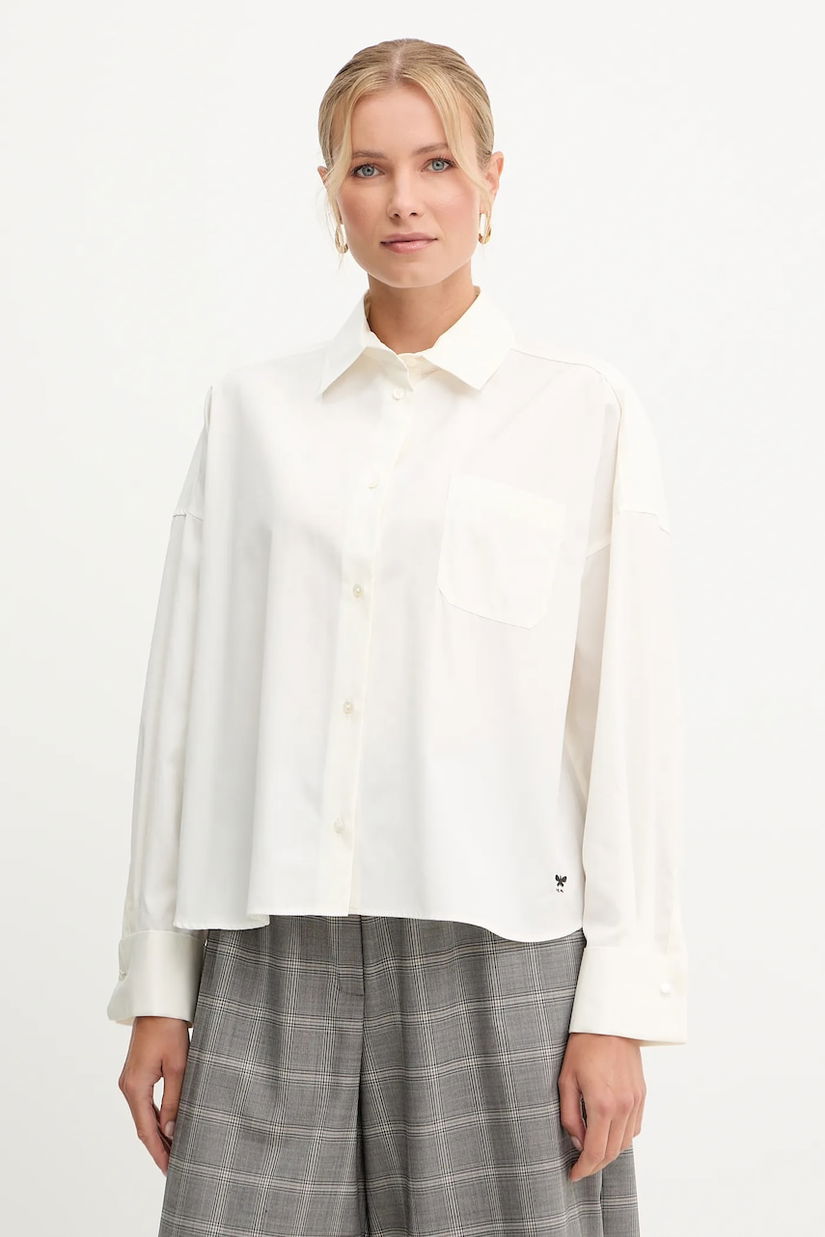 Weekend Max Mara cămașă din bumbac ARTURO culoarea alb, cu guler clasic, relaxed, 2525116042600
