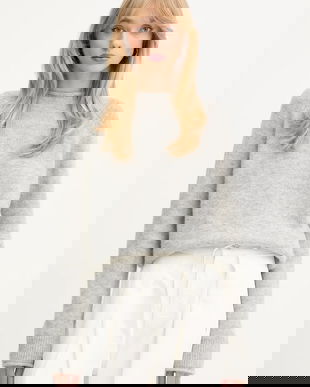 BOSS Orange pulover din amestec de lână culoarea gri, light, cu turtleneck, 50548930