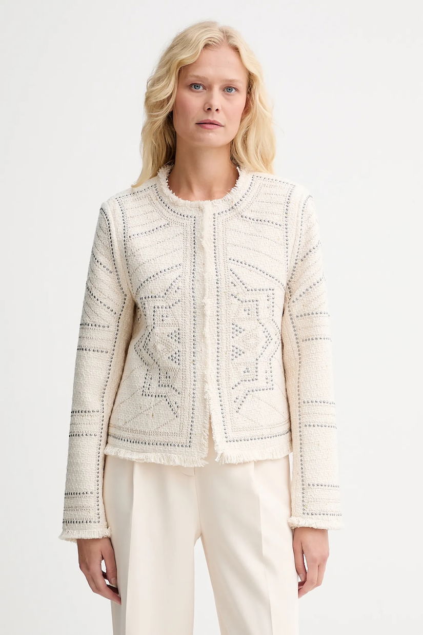 Morgan sacou culoarea bej, un singur rand de nasturi, cu model, VCLIKY