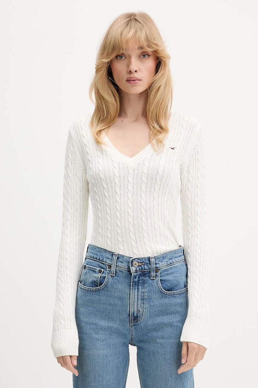 Hollister Co. pulover culoarea bej, light, KI350-5132