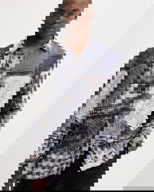 Desigual cămașă BLUE PATCH culoarea bleumarin, cu guler clasic, relaxed, 25WMCW40