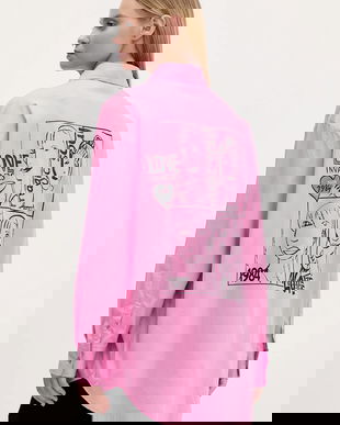 Desigual cămașă din bumbac GIRLS culoarea roz, cu guler clasic, relaxed, 25WWCW16