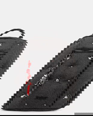 Desigual rucsac MICKEY STU culoarea gri, mic, cu imprimeu, 25WAKD04