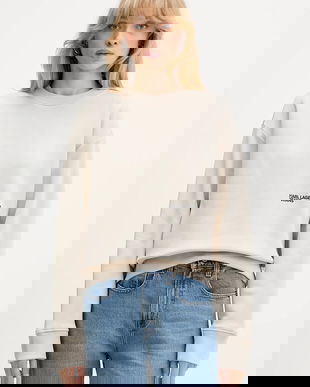 Karl Lagerfeld Jeans bluză culoarea bej, cu imprimeu, A4W20003