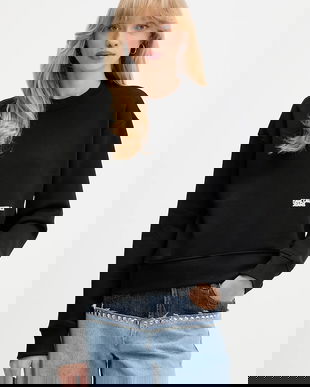 Karl Lagerfeld Jeans bluză culoarea negru, cu imprimeu, A4W20003