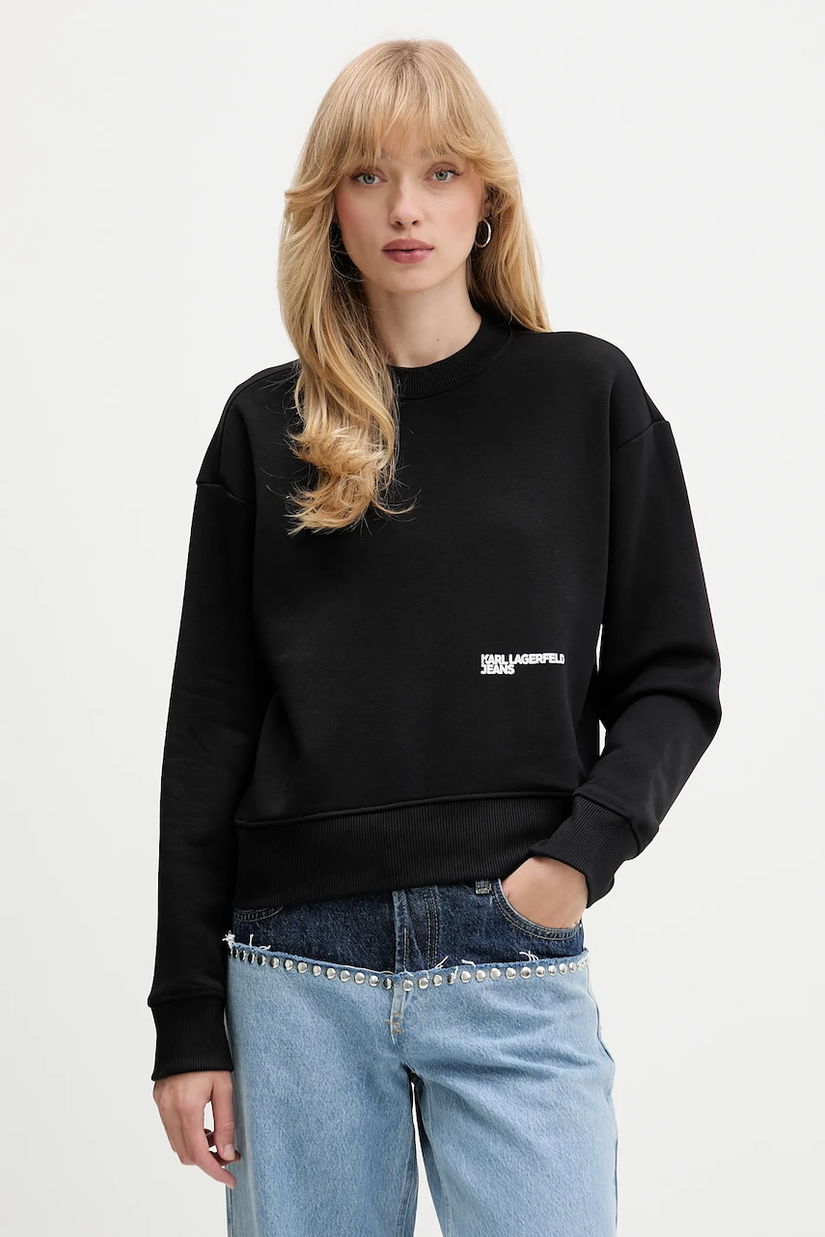 Karl Lagerfeld Jeans bluză culoarea negru, cu imprimeu, A4W20003