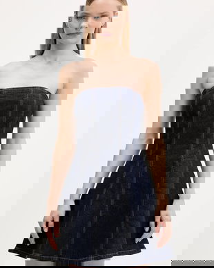 Abercrombie & Fitch rochie jeans mini, evazati, KI159-6084-276