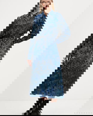 Desigual rochie CAMISEROLICUAD midi, evazati, 25WWVW23