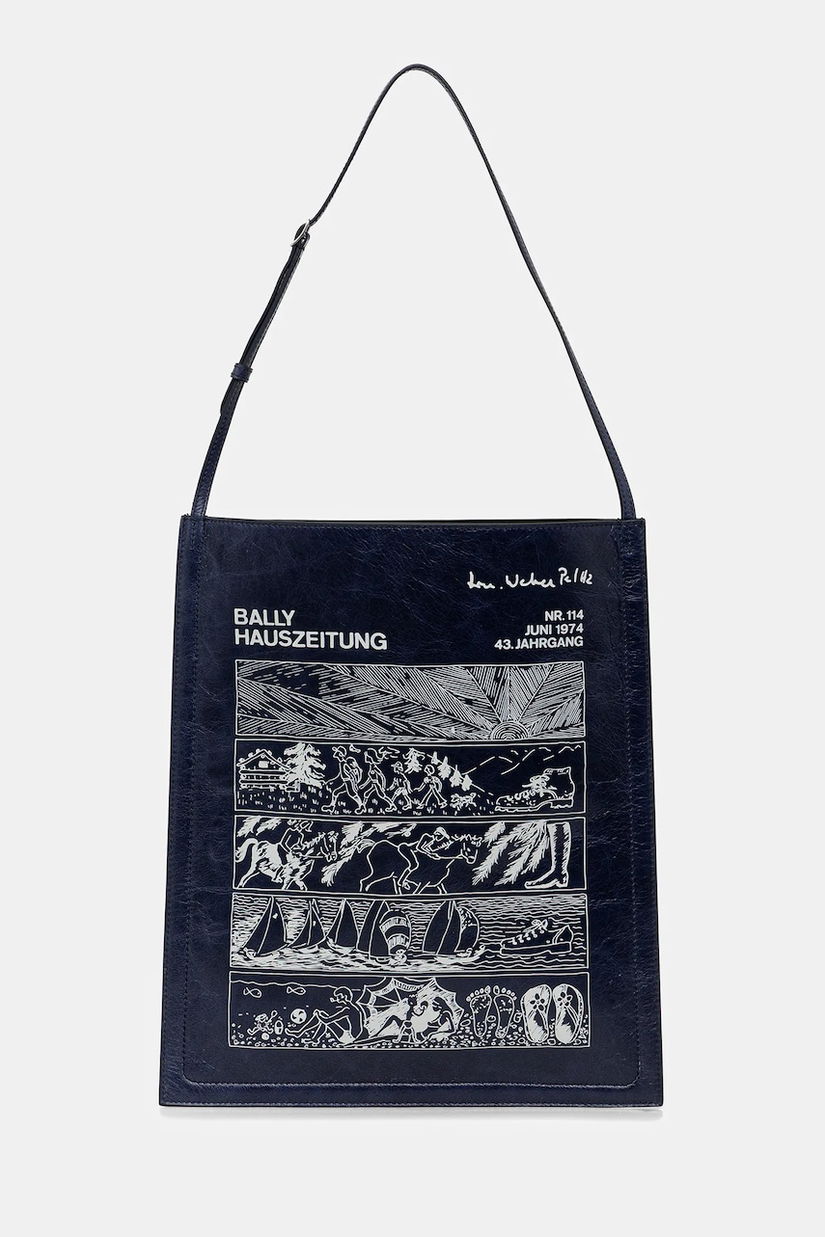 Bally geantă de piele culoarea bleumarin, MAE05A