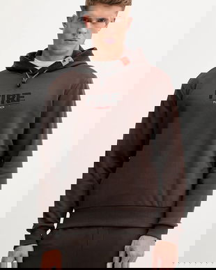 BOGNER Fire+Ice hanorac de bumbac KRISTAN culoarea maro, cu glugă, cu imprimeu, 84318517