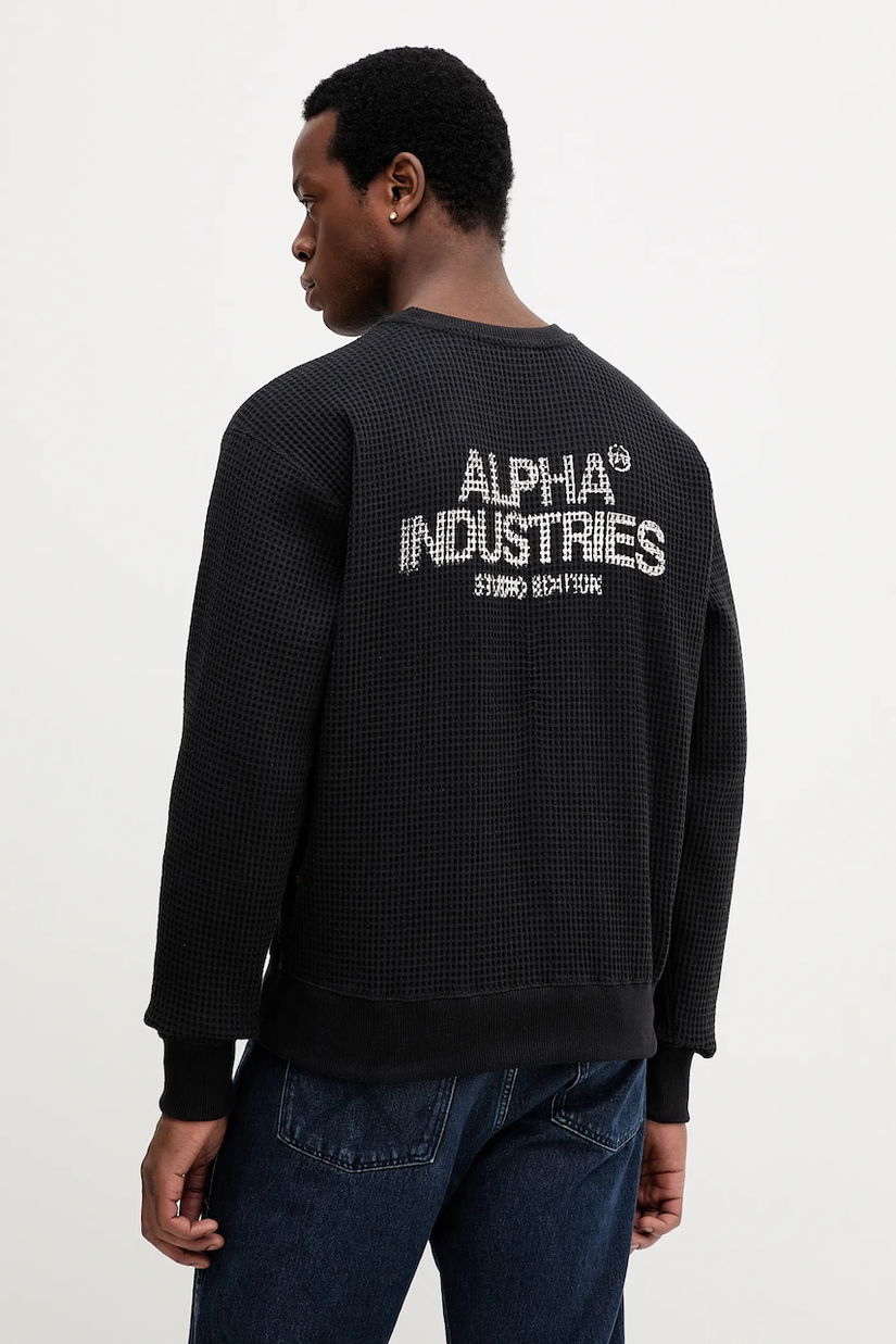 Alpha Industries hanorac de bumbac culoarea negru, cu imprimeu, 258300.03