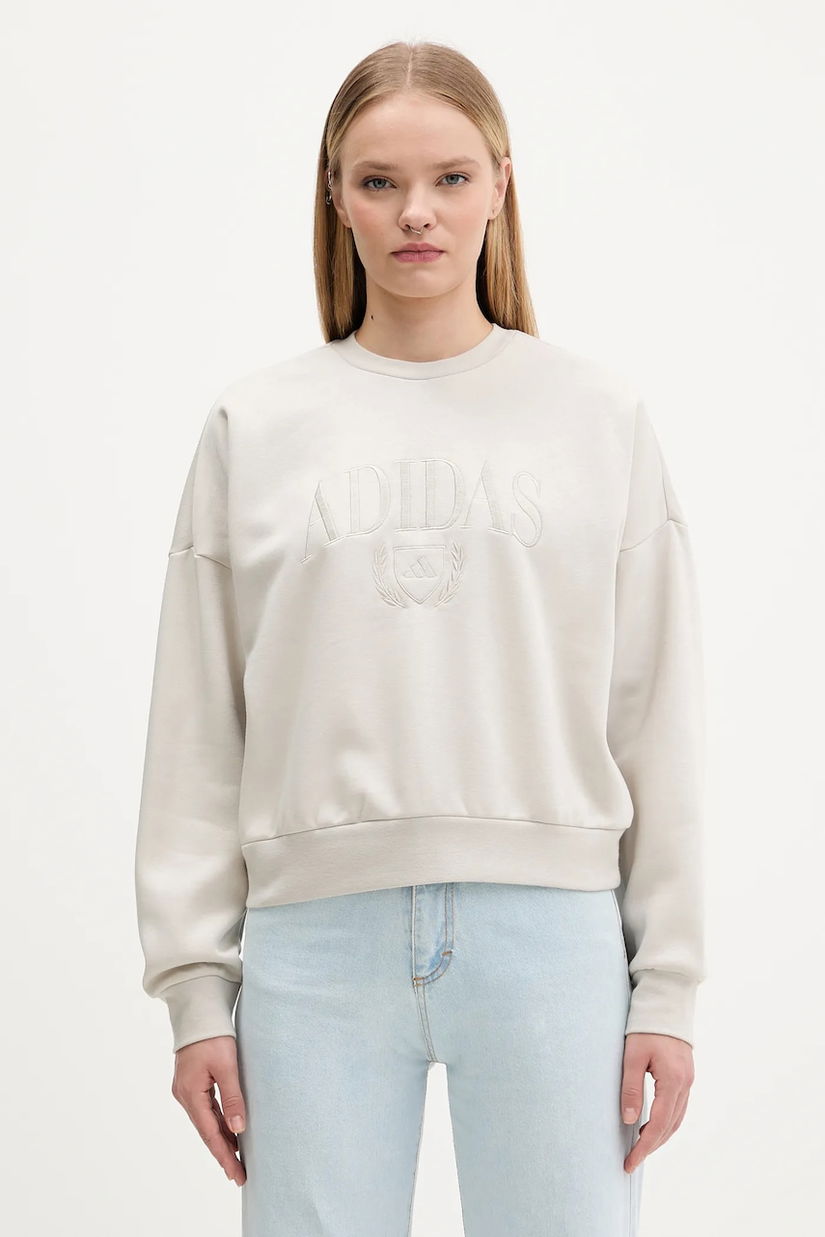adidas bluză Cozy culoarea bej, cu imprimeu, KA9950